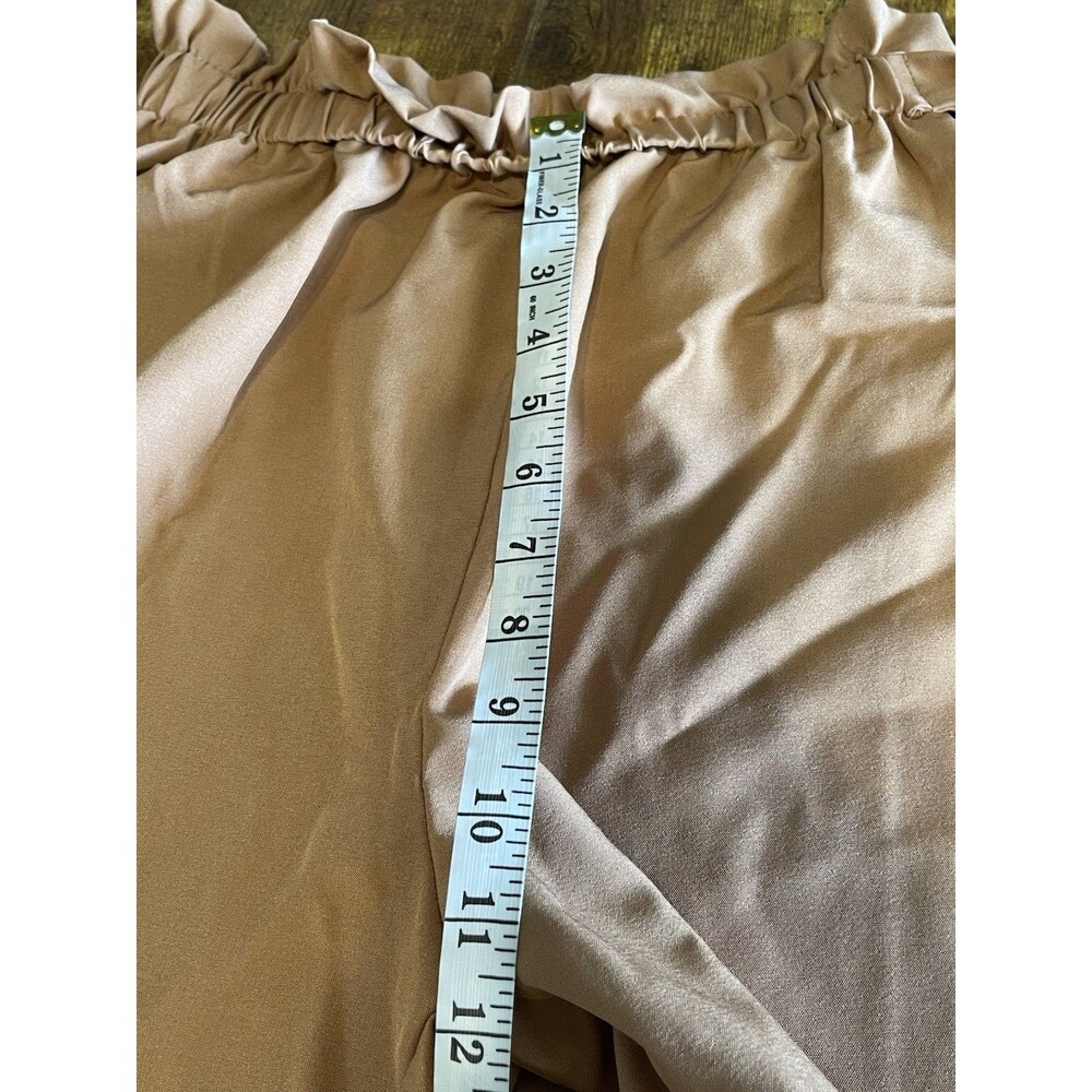 Shein Beige Paperbag Waist Jogger High Rise Pants Large Ruffle Hem Fall Winter - Picture 9 of 12